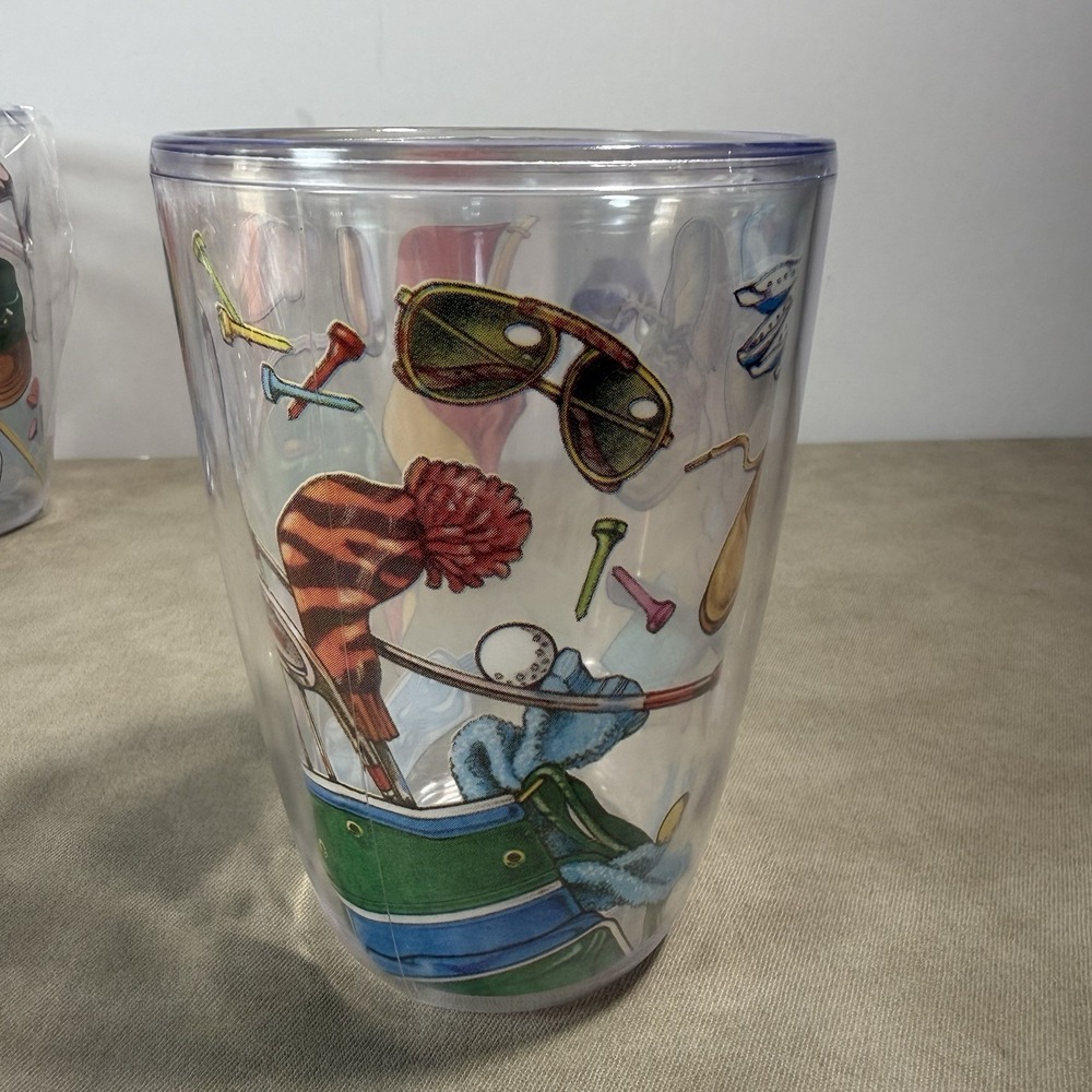 NEW 4 Boston Warehouse‎ Plastic Double Walled Tumblers Mugs 16ozs Golf Fairways